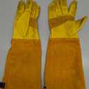 Long Gardening-Gloves Women/Men-Thorn proof Rose Pruning Heavy Duty Gauntlet- (Yellow, M)