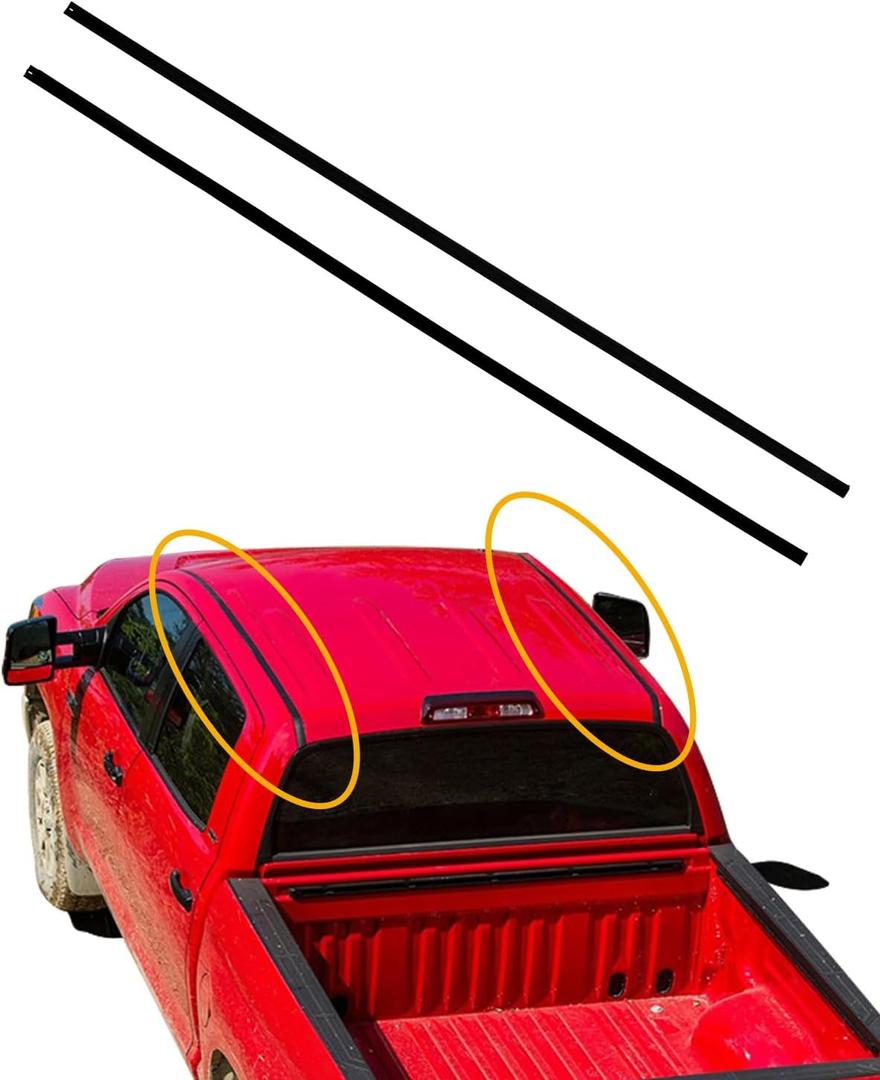 Roof Trim Molding (Pair), Roof Weatherstripping Seal, Compatible with 2007-2021 Toyota Tundra Crewmax 4 Doors (only), Replaces# 75552-0C060, 75551-0C060, Roof Top Drip Seal, Rubber Roof Weather Strip