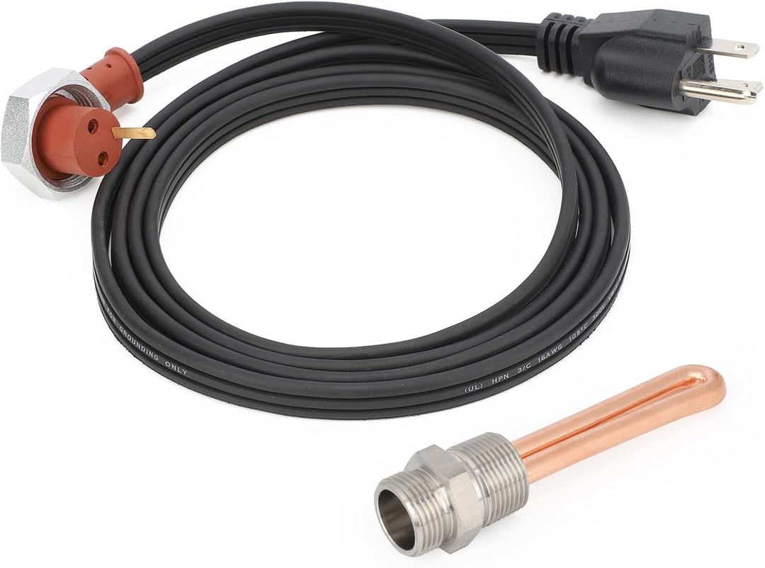 3500043 Engine Block Heater with Cover Cap for Ford, Mercury, Lincoln, International, Caterpillar, Detroit Diesel, Hino, Mack, Nissan, 3/4" NPT Thread / 120 Volts / 1000 Watts