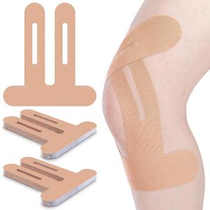 50 Pcs Precut Kinesiology Tape for Knees Pain Relief Elastic Waterproof Athletic Knee Tape for Support Stability Sports(Skin Color)