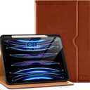 DTTO for iPad Pro 12.9 6th / 5th / 4th / 3rd Generation Case 2022/2021/2020/2018, Premium Leather Folio Stand Cover with Built-in Apple Pencil Holder -Auto Wake/Sleep and Multi Viewing Angles, Brown