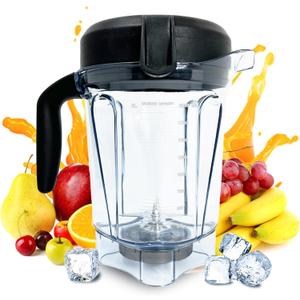 For Vitamix Blender Pitcher 64oz Low-Profile, Replacement for Vitamix 750 5200 5300 5000 6300 7500 Vm0102 Vm0103 Vm0197 E310 G/Classic/Explorian/Commercial series etc Container Cup Jar (transparent)