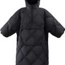 ATEPA Wearable Sleeping Bag, Recycled Warm Camping Wearable Blanket Poncho for Outdoor Sports, Camping Gifts for Women Men (Black)