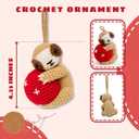 Sloth Ornament - Sloth Ornaments for Christmas Tree, Animal Ornaments - Animal Lovers Gifts for Women - Christmas Crochet Ornament & Card