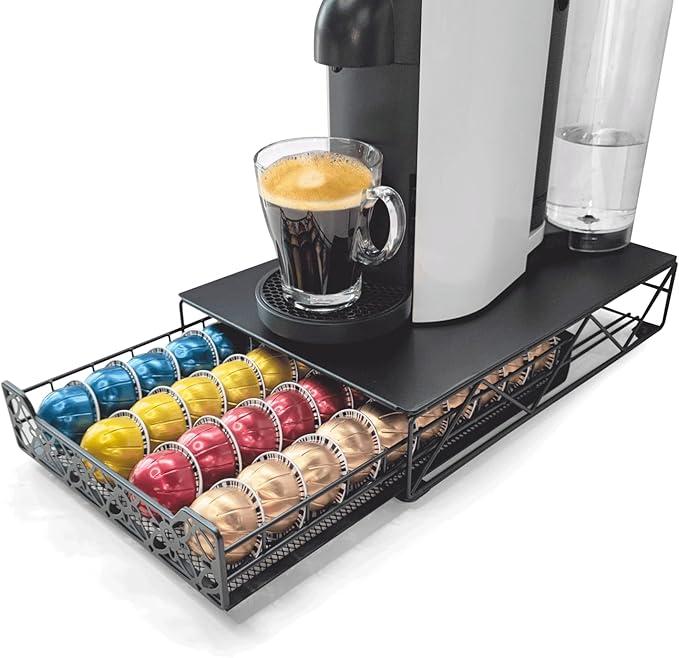 pods holder, Coffee Pod Storage Holder Capsules，Compatible For Nespresso Drawer Organizer For 40 Capsule Glass