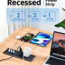Recessed Power Strip with 20W USB C Port, Fast Charging USB A Port Conference Recessed Outlet, Space-Saver for Furniture Side Table, End Table, Desk Outlet with 6ft Cord, 45° Thin Flat Plug, Black