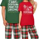 LUKYCILD Christmas Pjs Matching Sets for Couples/Adults holiday Xmas Printed Top and Plaid Pants Sleepwear Pajamas (S)