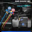 Orion Motor Tech A2L AC Vacuum Pump and Gauge Set, 5 cfm 2 Stage Sparkless Ignition Proof Vacuum Pump for R1234yf R32 R134a R410A System, with 4 Way AC Gauges Quick Couplers Thermometer Can Taps Hoses