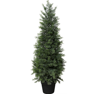 LOMANTO Outdoor Artificial Topiary Cedar Tree 3Ft UV Rated Potted Plant  Fake Tree for Porch Decor Faux Pine Plant for Housewarming