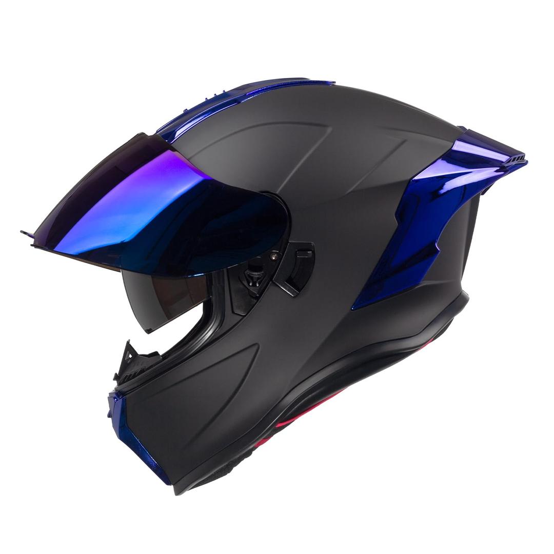 Motorcycle Helmets, Full Face Motorcycle Street Bike Helmet, DOT Approved Model-LW600 Blue, Size-L