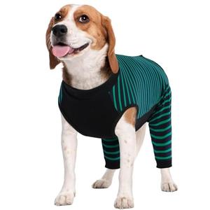 Kuoser Dog Recovery Suit, Anti Licking Dogs Rear Leg Sleeve, Abdominal Dog Surgical Suit with Dog Pants Cover Protect Wounds, Dogs Elbow Protector Soft Pet Surgery Onesie Cone Alternative, Green L