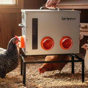 Metal Chicken Feeder 40lb, No Waste Automatic Chicken Feeder with Window, Galvanized Large Capacity Poultry Equipment, Rodent Proof, Rat Proof, Weatherproof Silo, Outdoor Coop, Comederos para Gallinas