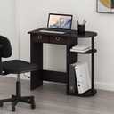 Furinno Go Green 32-Inch Computer Desk with 2-Tier Shelf, Dark Mocha, 32-in Wide with 2 Drawers
