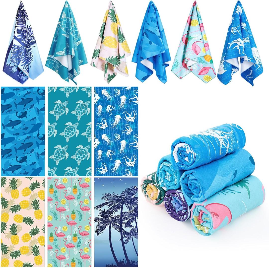 Peryiter 6 Pcs 72 x 36 Inch Oversized Beach Towels Set Quick Dry Pool Towels Absorbent Camping Travel Blankets Set for Women Men Bath Beach(Colorful,Mixed Style)