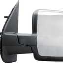 Driver Left Side Door Mirror Power and Heated Glass Chrome Back Cover Manual Folding for Nissan NV1500 NV2500 NV3500 from 2012 to 2021