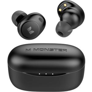 Monster Achieve 300 AirLinksWireless Earbuds, Bluetooth 5.3 in-Ear Stereo Headphones, Built-in Mic for Crystal Clear Call, 32H Playtime, Type-C Charging, Black