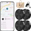 Tracker Tag for Android-4 Pack Android Tracker Tags Compatible with Google Find Hub App (Android Only) Bluetooth Tracker Item Finder for Key, Wallets, Backpack, Suitcases, IP67 Waterproof, Black
