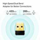 TP-Link Nano AC600 USB WiFi Adapter(Archer T2U Nano)- 2.4G/5G Dual Band Wireless Network Transceiver for PC Desktop, Travel Size, Supports Windows (11,10, 8.1, 8, 7, XP/Mac OS X 10.9-10.14)