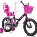 KEANO Zinnia Kids Bike for Girls Ages 3-10 Years, 14 16 20 Inch Girls' Bikes with Doll Seat, Streamers and Basket, Children Bicycles (Black)