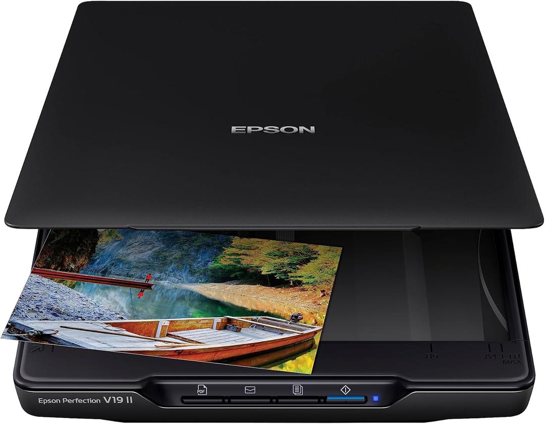 Epson Perfection V19 II Color Photo, Tax Receipt & Document Flatbed Scanner with 4800 dpi Optical Resolution USB Power, High-Rise, Removable Lid
