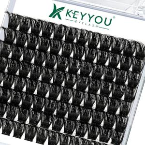 Lash Clusters 96pcs Individual Lashes Y02 D Curl 18mm Cluster Lashes KEYYOU Volume Wispy Lash Extension Soft&Comfortable Easy DIY at Home(Y02 D-18mm)