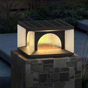 11.8" Solar Fence Post Light, Outdoor Modern IP54 Waterproof Unique Luxury Pillar Cap Landscape Column Lamp for Deck Patio Garden Decoration, 3 Color Temperatures, Solar Powered