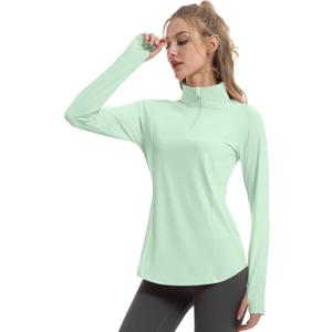 FKEEP Women's Sun Shirts Long Sleeve Athletic Jackets UPF 50+ Top with Thumb Holes Quick Dry for Golf Tennis Hiking (XS)