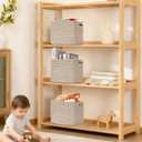 3 Pack Cube Storage Bin, 9x9x7 Cotton Rope Woven Baskets for Organizing Toys Clothes Towels, Square Gift Storage Baskets for Shelves, Nursery, Closet, Bathroom, Pantry (Jute)