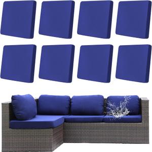 8Pcs Outdoor Cushion Covers, Patio Cushion Covers,Stretch Elastic Slipcovers, Replacement Washable & Reusable Furniture Protector for Patio Couch (Lake Blue,Cover Only) (8Pcs-Solid color)
