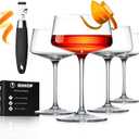 Martini Glasses, Lead-Free Crystal Coupe Glasses Set of 4, 9 Oz, Hand-Blown Cocktail Glasses, Fancy Champagne Coupe Glasses for Espresso Martini, Manhattan as Bar Glassware with Deluxe Gift