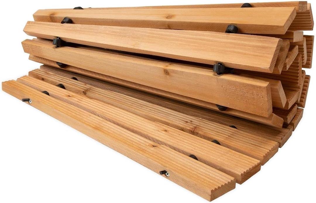 Plow & Hearth 4' Curved Outdoor Wooden Pathway | 18" Wide Rollout Outdoor Garden Walkway | Weather-Resistant Hardwood Cedar Board Walkway Landscape Edging | Decorative Lawn Patio Wedding Party