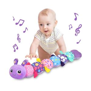 KMUYSL Baby Toys 0-6 6-12 Months, Sensory Music Animal Stuffed Toy for 0 1 2 3 4 5 6+ Months, Plush Toy with Crinkle and Rattles for Infant Newborn, Tummy Time Toys Gifts for 0-3-6-12 Month