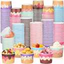 Kochorie 300 Pack 8oz Paper Bowls Disposable Dessert Bowls Ice Cream Containers Sundae Bowls Dessert Yogurt Party Supplies Treat Bowl for Birthday Party Summer Holiday Bar, 6 Designs