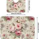 Bathroom Rugs- Pink Rose Pattern Set of 2, Microfiber Shaggy Carpet, Super Absorbent, Machine Washable,Non-Slip with U-Shaped Toilet for Bathroom, Tub, Shower