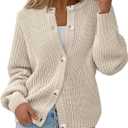 PRETTYGARDEN Women's Oversized Sweater Button Down Open Front Chunky Cardigan Sweaters for Women 2026 Fashion Outwear (Beige, Medium)