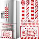 LemonRoad 7pcs 3D Christmas Candy Cane Refrigerator Handle Covers Kitchen Decorations Merry Christmas Cabinet Knob Microwave Oven Dishwasher Door Handle Covers Xmas Holiday Decor