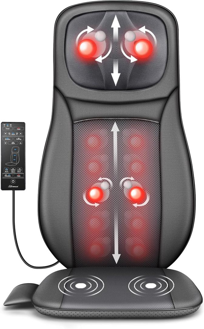 Snailax Shiatsu Neck & Back Massager with Heat, Massage Chair Pad for Home & Office, Gift