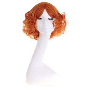 MAGQOO Dark Orange Wig with Bangs Women Girls Short Curly Wavy Ginger Wig Orange Hair Wigs Halloween Cosplay Costume Party Wig
