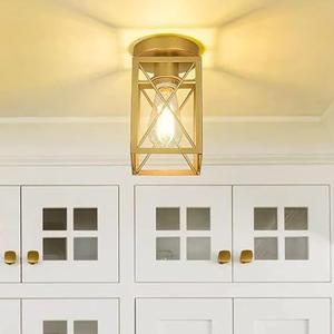 Semi Flush Mount Ceiling Light,Metal Cage Farmhouse Light Fixture Hardwired for Entryway, Hallway, Kitchen Over Sink, Bathroom,Laundry Room,Modern Industrial Vintage Style,Single E26 BulbGold,1PK