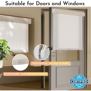 Light Filtering Roller Shades for Indoor Window Blinds,Cordless,Linen Fabric,Thermal Insulated Fabric UV Protection Shades for Home,Office,Bedroom,Door,Light Filtering-Cream