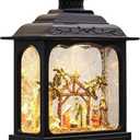 Eldnacele Musical Snow Globe Lantern with Timer, Lighted USB/Battery Operated Swirling Singing Water Glittering Lantern, Snow Globes for Adults and Kids Christmas Decoration- Nativity (2-nativity Black)