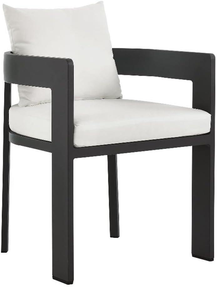Modway Tahoe Outdoor Patio Powder-Coated Aluminum Fabric Dining Chair in Gray White