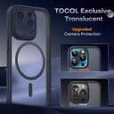 TOCOL Magnetic for iPhone 15 Pro Max Case, Upgraded Full Camera Protection, Compatible with Magsafe, Drop Protection, Translucent Matte Back Bumper Phone Cover 6.7-InchBlack