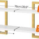 HOOBRO Floating Shelves, 15 Inch Wall Shelf Set of 2, Wall Mounted Storage Shelves 2-Tier, Hanging Bathroom Shelves, for Living Room, Bedroom, Bathroom, Kitchen, White and Gold DW32BJ01