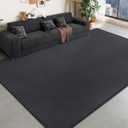 Large Area Rugs for Bedroom Living Room - 8x10 Feet Ultra Soft Dark Grey Rug Thickened with Memory-Foam, Solid Modern Minimalist Carpets for Home Decor, Non-Slip and Comfy Nursery Room Rugs