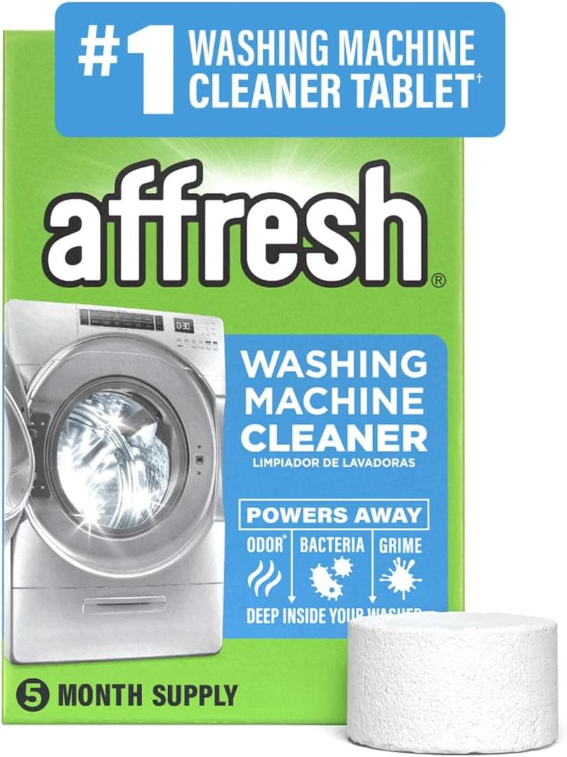 Affresh Washing Machine Cleaner, Helps Power Away Odor Causing Bacteria & Grime Deep Inside Pump, Valve & Hoses, 5 Time Release Tablets, 5 Month Supply (5 Count (Pack of 1))