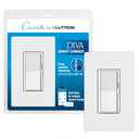 Lutron Diva Smart Dimmer Light Switch with Wallplate for Caseta Lighting (Lutron Smart Hub Required), for LED Lights, 150W, Single-Pole/3-Way, No Neutral, White (DVRFW-6L-WH-A)