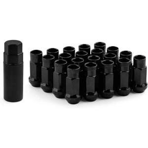 Muge Racing M12x1.5 Bulge Acorn Open End Wheel Nuts - 20 PCS, 12mmx1.5 for Toyota, Honda, Ford, Chevrolet, Mitsubishi, Mazda, KIA, Hyundai, Buick - Black Set with 1 Lug Nut Key