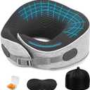 Travel Pillows for Airplanes Ergonomic Memory Foam Neck Pillow for Travel - 360 Head & Neck Support for Sleeping on Flights, Cars, Trains & Office (Gray-1)