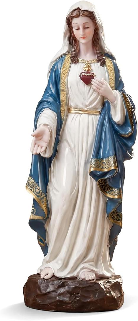 Bucherry Virgin Mary Statue Catholic Gifts 10" Immaculate Catholic Sacred Christ Figure Religious Gifts Renaissance Sculpture Religious Figurine for Altar Inspirational Devout Home Decor